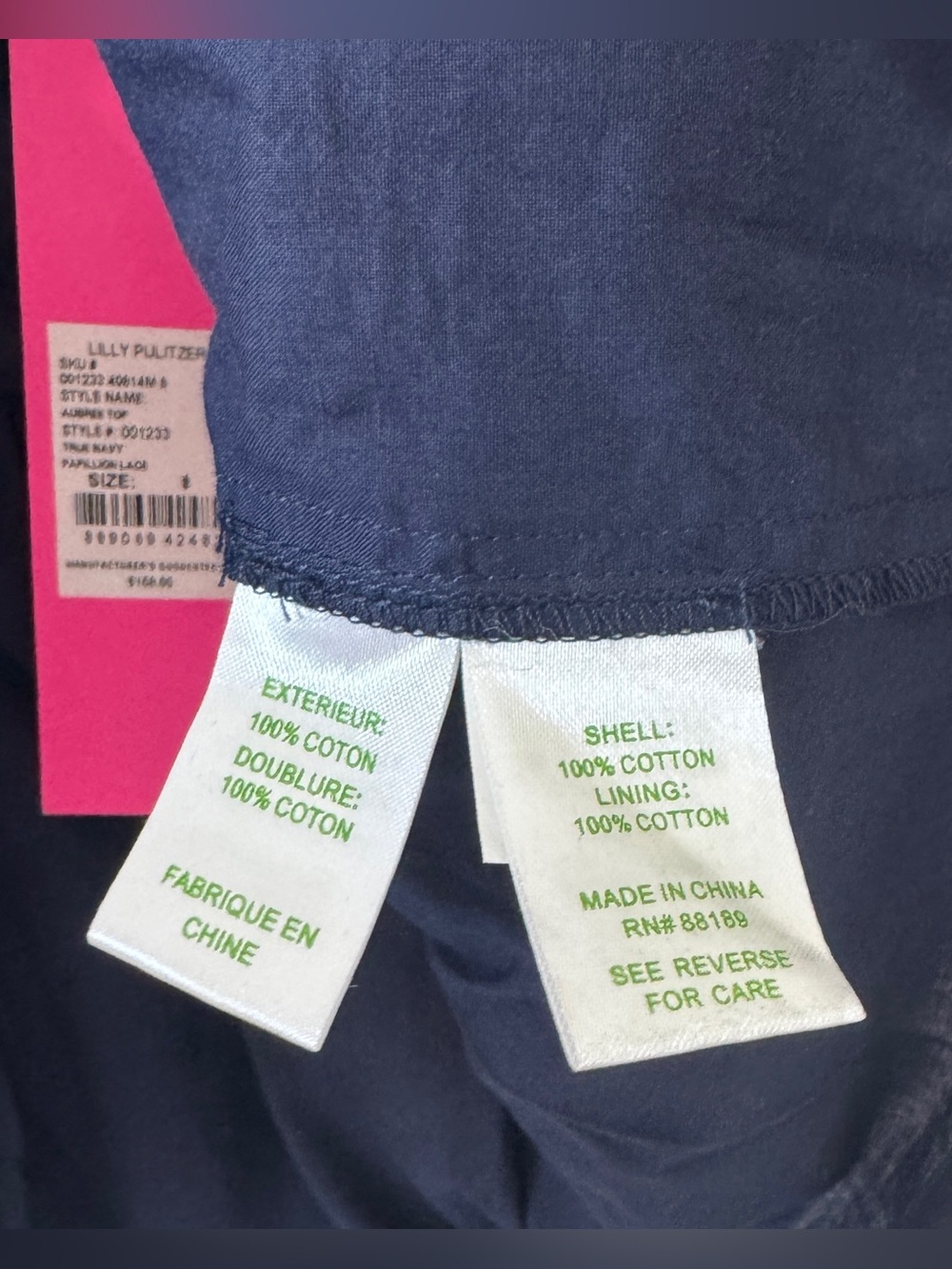 Lilly Pulitzer Aubree Top Navy Blue Papillion Lace Peplum NWT Size 8 - Picture 8 of 8
